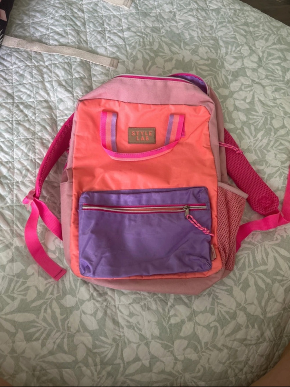 Kids Coral & Pink Backpack with Purple Pocket